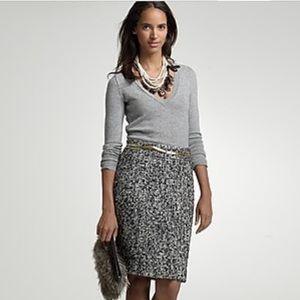 J.Crew wool & alpaca tweed pencil skirt black white gray Style name Oona